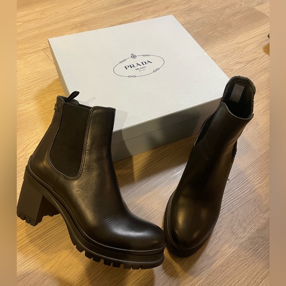 Prada Chelsea Leather Booties, size 9.5 (39.5 EU) - Picture 2 of 9